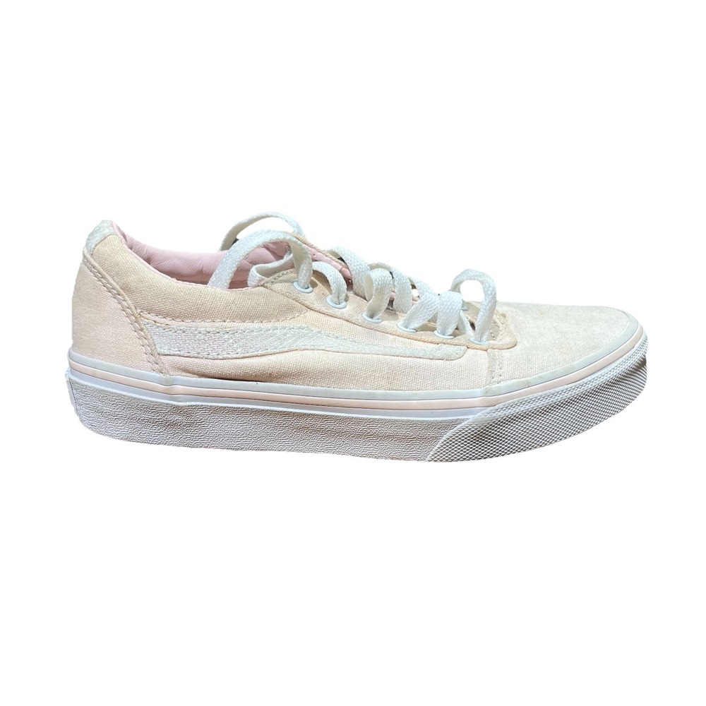 Vans Girls Canvas‎ Chalk Pink White Lace Up Low Top Shoes Sneakers Size 2